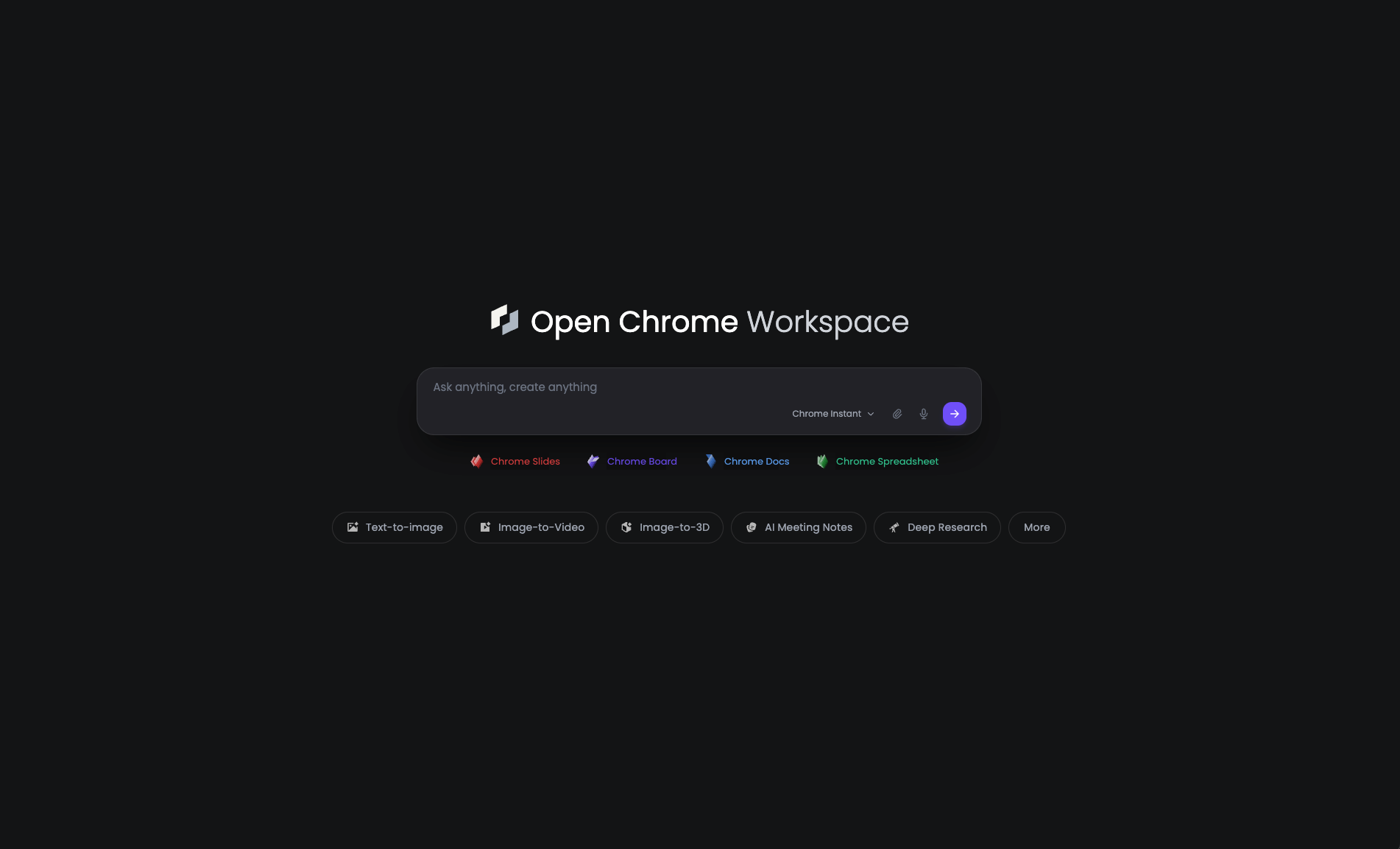 Open Chrome Workspace interface